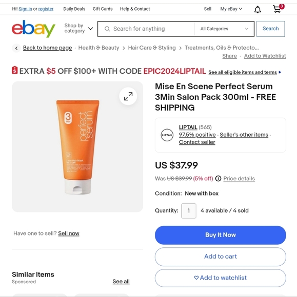 NWT: MISE•EN•SCENE; PERFECT SERUM, 3 MINUTE SALON HAIR MASK, 10.01 FL OZ. - Picture 1 of 5